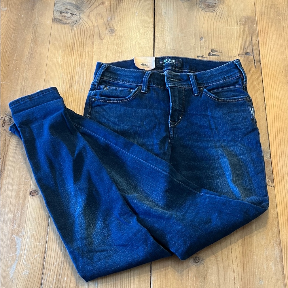 Dark Blue Women’s Skinny Jeans - Silver